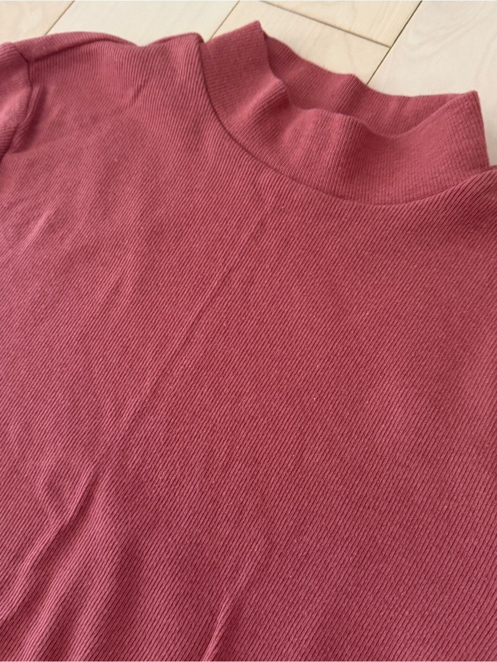 Express Mock Neck Short Sleeve Top in Dusty Rose - Picture 3 of 3